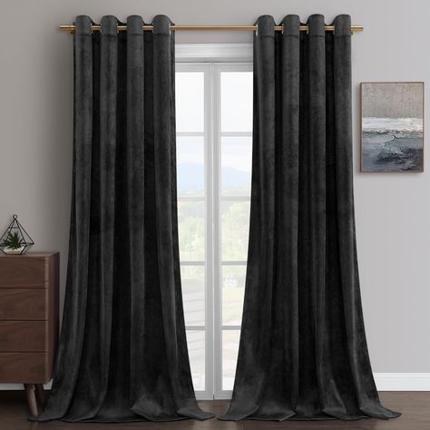 PRICES MAY VARY. ❀ Luxury Velvet Curtains: HOMEIDEAS room darkening curtains feature soft-smooth touch and beautiful drape sense with charming tones and hues, Which easily blend into any style setting to creates a warm elegant feeling to rooms. ❀ Well Light Filtering: These elegant rich blackout curtains are not total blackout but heavy enough to block out most bright sunlight and UV ray, creating a comfortable, dark sleep environment and better TV.NOTE: The stronger the light, the lighter the c Light Blocking Curtains, Dark Curtains, Sleep Environment, Curtains For Bedroom, Black Curtains, Darkening Curtains, Well Lights, Velvet Curtains, Movie Room