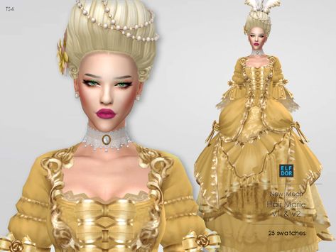 Sims 4 Cc Bridgerton Hair, Sims 4 Cc Royalty Hair, Sims 4 Historical Cc Hair, Sims 4 Rococo Hair, Marie Antoinette Sims 4 Cc, Sims 4 Rococo Cc, Sims 4 Rococo Dress, Marie Antoinette Makeup, 18th Century Hair