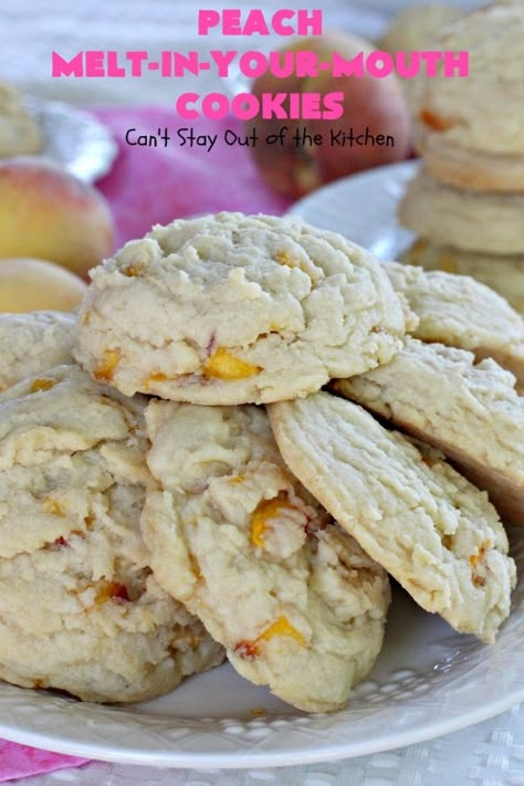 Peach Melt-In-Your-Mouth Cookies – IMG_2414 Peach Cookies Recipe, Peaches Dessert, Shortbread Cake, Peach Cookies, Peach Muffins, Peach Desserts, Canned Peaches, Peach Recipe, Spice Cookies