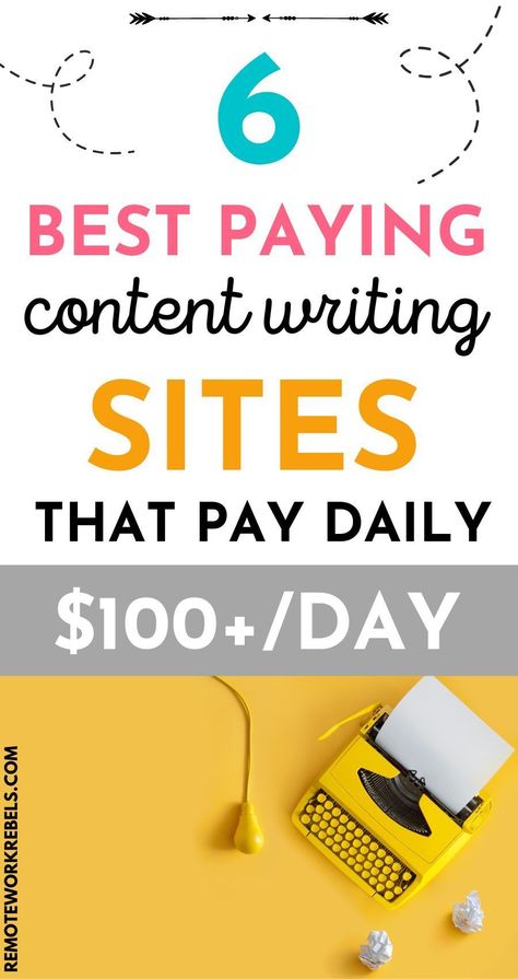 6 best paying content writing sites that pay daily. Get paid $100+ a day as a freelance writer from home. Best paying writing jobs to make money part time or full time. Best writing jobs for beginners to make money online. *CLICK HERE TO FIND AN ONLINE JOBS FOR YOU * Work From Home Writing Jobs, Paid Online Writing Jobs, Content Writing Jobs, Creative Writing Jobs, College Essay Examples, Writing Sites, Copywriting Course, Get Paid Online, Best Writing