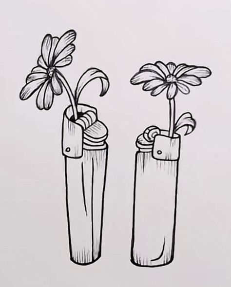 Lighter Flower Drawing, Smoker Drawings Aesthetic, Lighter With Flowers Drawing, Flower Lighter Tattoo, Best Buds Drawing, One Hour Tattoo Ideas, Simple Lighter Tattoo, Steer Head Tattoo With Flowers, Retro Tattoo Ideas Vintage