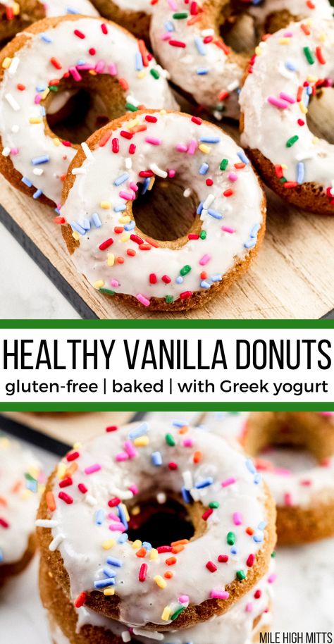 Healthy Donuts Recipe, Protein Donuts, Gluten Free Lasagna, Healthy Donuts, Baked Donut Recipes, Breakfast Easy, Gluten Free Breakfast, Gluten Free Donuts, Vanilla Flavor