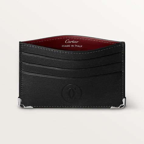 Elegant Luxury Black Card Holder, Cartier Card Holder, Men Card Holder Luxury, Cartier Wallet, Luxury Black Wallet With Interior Card Slots, Luxury Black Card Holder With Card Slots, C Logo, Credit Card Wallet, Fine Watches