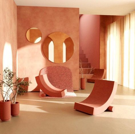 Get inspired by these luxury living room design ideas. #luxurydesign #exclusivedesign #interiordesign  #interiordesignproject #exclusivedesigner #interiordesigner #bocadolobo Coral Interior, Interior Wall Colors, Modernist Interior, 카페 인테리어 디자인, Luxury Living Room Design, Retro Interior, Color Play, Design Del Prodotto, Pink Walls