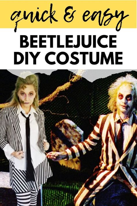 easy beetlejuice halloween costume Easy Beetlejuice Costume, Cute Last Minute Halloween Costumes Diy, Diy Beetlejuice Costume Women, Diy Beetlejuice Costume, Halloween Costume Beetlejuice, Beetlejuice Costume Diy, Beetlejuice Costumes, Diy Beetlejuice, Easy Last Minute Halloween Costume