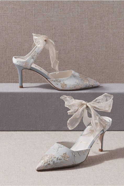 Something Bleu Elvie Mules, #Anthropologie, commission link Elegant Bow Mules With Low Heel, Elegant Mules With Bow And Open Heel, Elegant Low Heel Mules With Bow, Elegant Open Heel Mules With Bow, Elegant Pointed Toe Mules With Bow, Elegant Evening Mules With Bow, Feminine Texture, Sepatu Pump, Bridal 2024