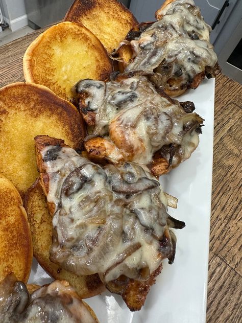 Smothered Chicken Sandwiches Smothered Chicken Sandwich, Football Munchies, Mushroom Sandwich Recipes, Cooking In The Midwest, Chicken Breast Marinade, Luke Brown, Mushroom Sandwich, Beef Sandwiches, Smothered Chicken