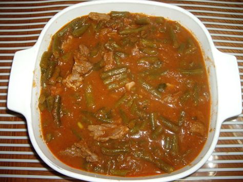 Chaldean Recipe, Green Bean Stew, Rice Green Beans, فاصوليا خضراء, Arabisk Mad, Plain Rice, Middle East Recipes, Armenian Recipes, Middle Eastern Dishes