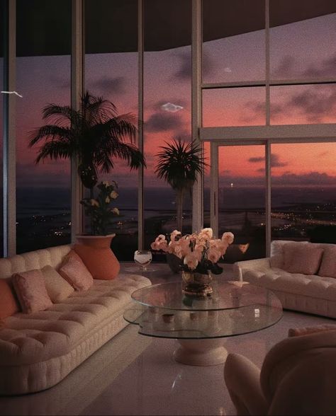 90s Japan Penthouse, Miami Penthouse Aesthetic, 90s House Aesthetic, Vcr Aesthetic, 80s Mansion, Luxury Apartment Interior, 90s Interior, 80s Interior Design, 80s House