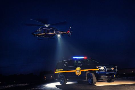 Delaware, Delaware State Trooper Chevy Tahoe and State Police Helicopter. Police Pictures, Lapd Police, Kids Toys For Christmas, Police Helicopter, Drama Aesthetic, Vintage Police, Helicopter Pilot, California Highway Patrol, Delaware State