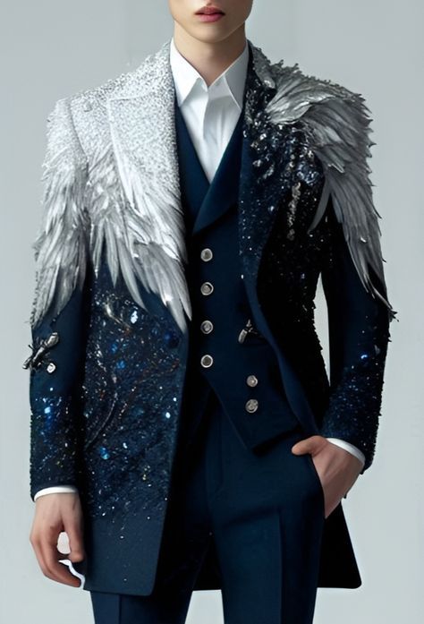 Butterfly Suit Men, Ringleader Outfit Male, Glitz And Glam Outfit For Men, Celestial Outfit Male, Prom Suit And Dress, Fairytale Costume, Mens Fashion Aesthetic, Outfits For Teenage Guys, Futuristic Clothing