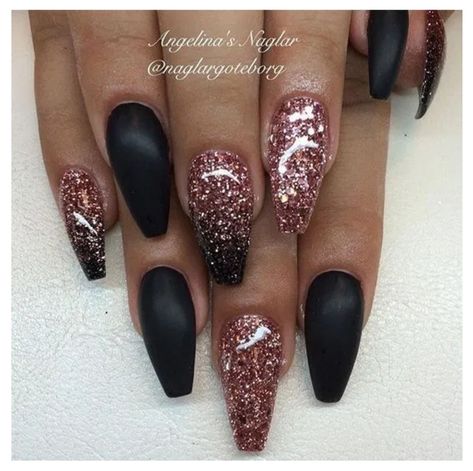 Manicure Natural, Wedding Acrylic Nails, Black Nails With Glitter, Nails With Glitter, Ombré Nails, Nagellack Trends, New Nail Designs, Black Nail Designs, Super Nails