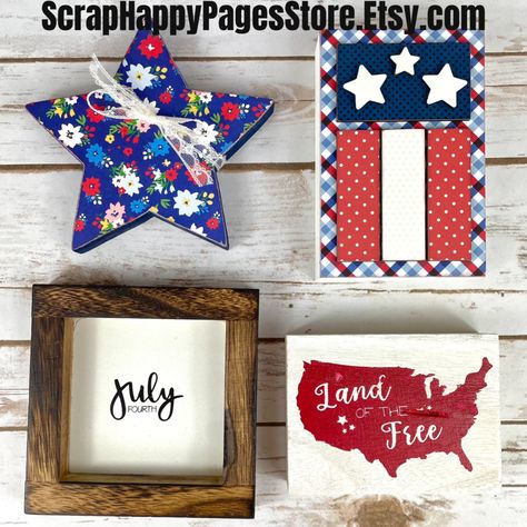 Fourth Of July Decor, July Fourth, Home Wood, July Decor, Patriotic Crafts, July Crafts, Land Of The Free, Wood Home Decor, Diy Ribbon