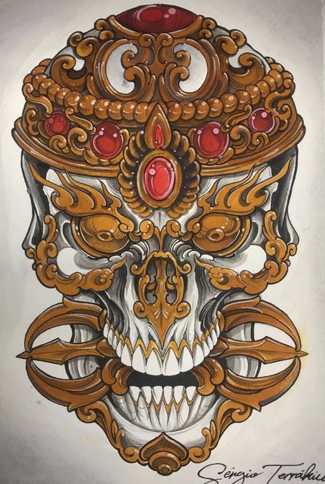 Tibetian Tattoo, Tibetan Skull, Suit Tattoo, Tibetan Tattoo, Evil Skull Tattoo, Steampunk Tattoo, Badass Skulls, Skull Art Tattoo, Giger Art