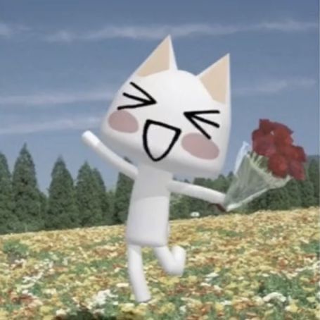 Animated Cat, Running, Flowers