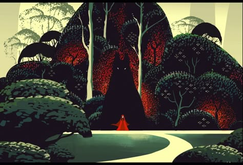 Eyvind Earle, Tree Illustration, Little Red Riding Hood, Art Studies, Red Riding Hood, Painting Illustration, Beautiful Artwork, Background Design, Nature Art