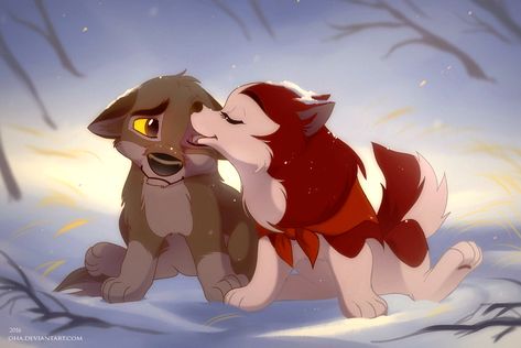 Jenna and Balto - puppy kiss by Oha on DeviantArt Puppies Kissing, Balto Film, Balto And Jenna, Two Puppies, Cartoon Characters As Humans, Puppy Sketch, Funny Puppies, Dog Movies, Puppy Kisses