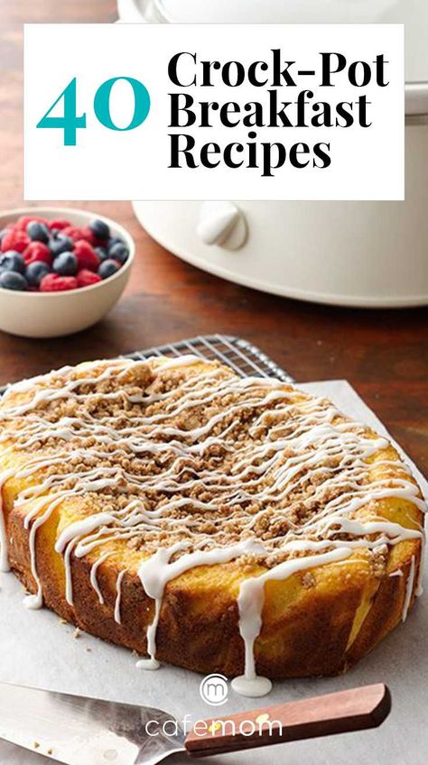 CafeMom.com : coffee cake crock pot recipe : TEMPPOSTTITLE -- Betty Crocker/Pinterest Overnight Breakfast Recipes, Morning Alarm, Breakfast Crockpot Recipes, Slow Cooker Breakfast, Crockpot Breakfast, Crock Pot Slow Cooker, Crockpot Recipes Slow Cooker, Crock Pot Cooking, Breakfast For Kids