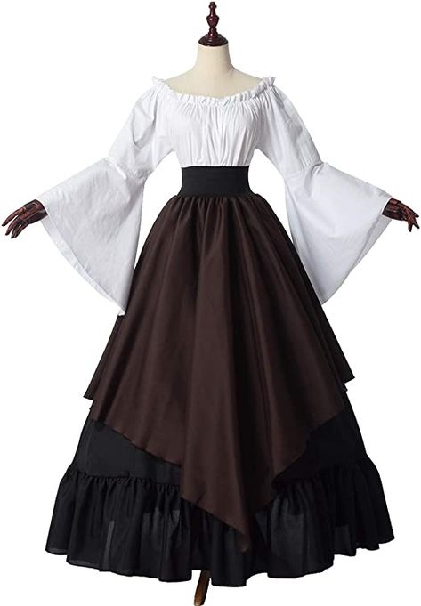 Fantasy Dress Peasant, Historical Medieval Dress, Mideavel Dresses, Medieval Shirt Woman, Cool Clothes For Women, Medieval Womens Clothing, Midevil Pesant Outfits, Peasant Outfit Medieval, Medieval Dress Design