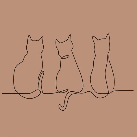 4 Cat Tattoo Designs, 3 Cats Together Tattoo, Trio Cat Tattoo, Three Cats Tattoo Simple, Cat Sibling Tattoo, Cat Tattoo 3 Cats, Multiple Cat Tattoo, Three Cat Tattoo, Three Cats Drawing