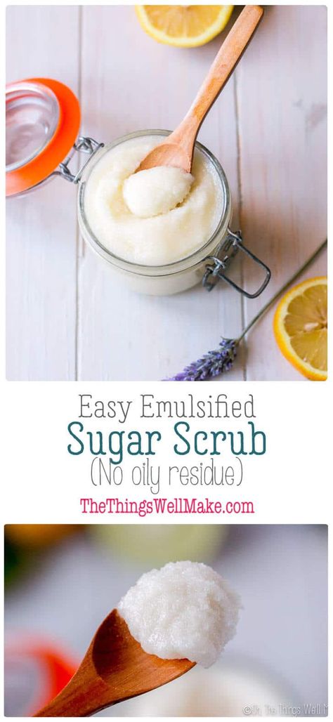 Homemade Sugar Scrub, Diy Scrubs, Emulsified Sugar Scrub, Shea Sugar Scrub, Salt Scrubs, Exfoliating Lip Scrub, Sugar Scrub Homemade, Lavender Rosemary, Sugar Scrub Recipe