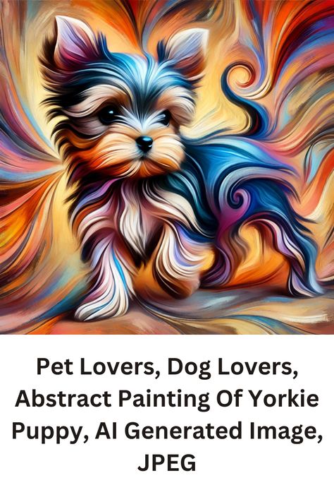 Yorkie Puppy, Pet Lovers, Yorkie, Animal Lover, Dog Lovers, Digital Drawing, Abstract Painting, Drawing Illustrations, Digital Download