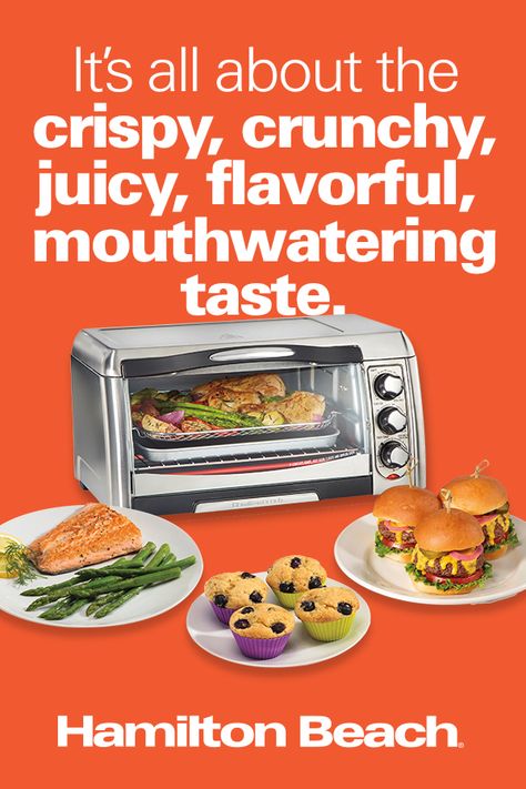 Hamilton Beach air fryers are made for more than fried foods: they bake, roast, crisp, toast, and even reheat all your favorite meals. Hamilton Beach Air Fryer Toaster Oven Recipes, Hamilton Beach Air Fryer Recipes, Hamilton Beach Toaster Oven, Convection Oven Recipes, Air Fryer Pan, Air Fryer Cooking, Toaster Oven Recipes, Fried Recipes, Fitness Recipes