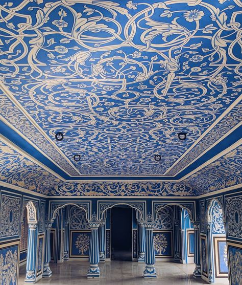 more blue for the soul City Palace, Jaipur India Jaipur Design, Bar Palladio, Blue Palace, City Palace Jaipur, Campaign Design, India Architecture, Indian Blue, Dome Ceiling, Ceiling Design Modern