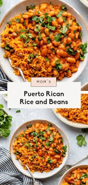 Mom's Authentic Puerto Rican Rice and Beans | Ambitious Kitchen Portirican Rice, Puerto Rico Beans, Puerto Rican Recipes Beans, Puerto Rican Style Beans, Puerto Rican Pinto Beans, Puerto Rican Rice And Beans Recipe, Puertican Rice And Beans, Peruvian Rice And Beans, One Pot Beans And Rice