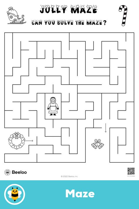 Medium christmas-themed maze for kids ages 5 and up Maze For Kids, Christmas Maze, Halloween Maze, Labyrinth Maze, Crafts And Activities For Kids, Mazes For Kids, Printable Crafts, Halloween Activities, Printable Activities