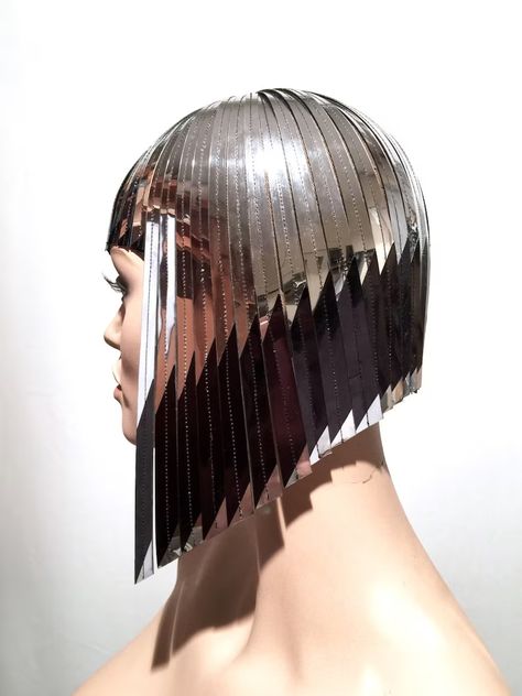 2 Tone Owl Forehead Cleopatra Metallic Wig Hairdress in Chrome - Etsy A Line Bob Cut, Cleopatra Headdress, Line Bob Haircut, Stacked Haircuts, A Line Bobs, Wig Bob, Corte Bob, Egyptian Jewelry, Egyptian Goddess