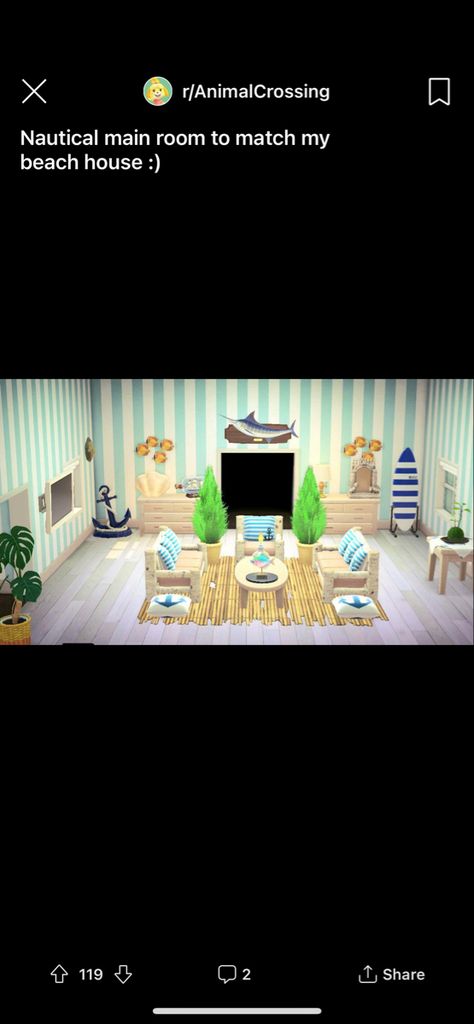 Acnh Nautical, Nautical House, Acnh Builds, Nautical Theme, Animal Crossing, Beach House, Nautical, Building, Animals