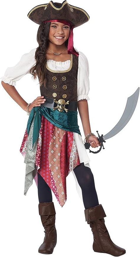 Amazon.com: California Costumes, Boho Pirate, Child Medium : Clothing, Shoes & Jewelry Bohemian Culture, Pirate Girl, Handkerchief Skirt, California Costumes, Belt Top, Pirate Hats, Head Ties, Theatre Costumes, Costume Collection