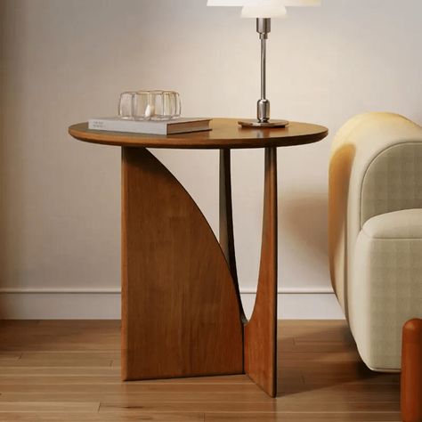 DESCRIPTIONS By intersecting geometrical shapes, this Round Wood Side Table is created. Showcasing the natural beauty of wood in a functional and inviting design, this accent side table features a contemporary and artistic form that presents a stunning appearance from every perspective. Crafted from high-quality wood, this elegant side table boasts a smooth and polished surface, perfect for displaying your favorite decor pieces or providing additional surface space as needed. From any angle, the side table not only looks different but also becomes different. The Round Wood Side Table is a timeless and practical piece that effortlessly blends form and function, enhancing the ambiance of your living area. DETAILS & DIMENSIONS Material: Solid wood Size: 19.7×19.7 inch Color: Walnut / Oak / Bl Luxury Bed Side Table Design, Walnut Wood Color, Industrial Pipe Furniture, Round Wood Side Table, Whiskey Barrel Furniture, Chair Design Wooden, Chair Designs, Live Edge Furniture, Barrel Furniture