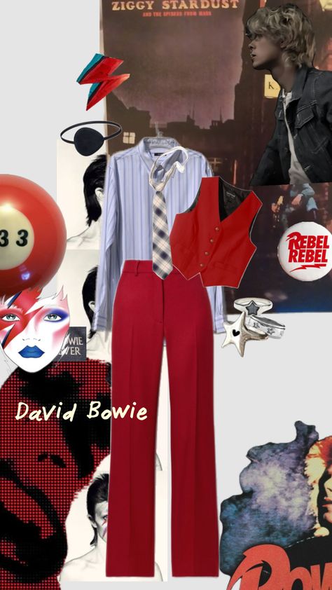 #davidbowie #bowie #halloween #halloweencostume #costumeidea #inspo #halloweeninspo David Bowie Iconic Outfits, Bowie Outfit Inspiration, David Bowie Concert Outfit, David Bowie Outfits Inspiration, David Bowie Inspired Outfit, David Bowie Halloween Costume, David Bowie Outfits, David Bowie Costume, Ashes To Ashes