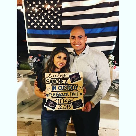 Law Enforcement Baby Announcement, 1st Pregnancy, Police Baby, Themed Gender Reveal, Correctional Officer, Pregnancy Reveal, Reveal Party, Future Wife, Pregnancy Reveals