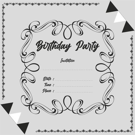 Birthday Invention Card Template, 16 Birthday Party Invitation Ideas, Cute Birthday Party Invitations, Birthday Invitations Black And White, Birthday Invation Template, Happy Birthday Invitation Card Design, Birthday Invite Aesthetic, Birthday Card Templates Printable Free, Invations Birthday