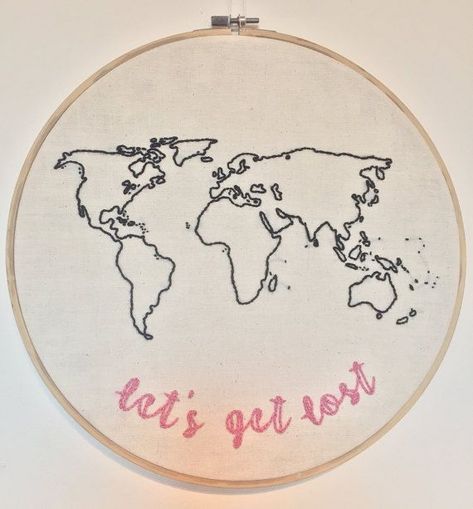 Travel Embroidery, City Embroidery, Embroidery Map, Cross Embroidery Designs, Embroider Ideas, World Map Travel, Embroidery Sampler, Map Travel, Diy Embroidery Patterns