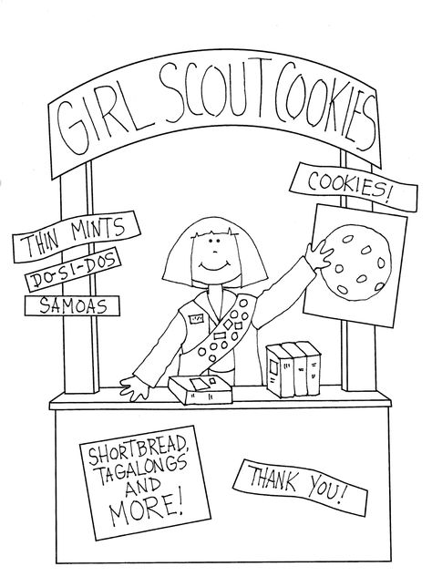 Free Dearie Dolls Digi Stamps: Girl Scout Cookie Booth Cookie Coloring Pages, Cookie Swirl C, Girl Scout Cookie Sales, Girl Scout Cookies Booth, Candle Girl, Daisy Scouts, I Can't Draw, Monster Coloring Pages, Draw Anything