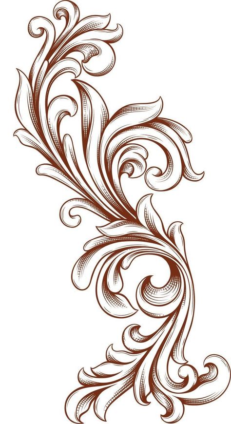 Tooled Tattoo Design, Dirndl Embroidery, Baroque Tattoo, Scroll Tattoos, Filigree Tattoo, Tattoo Lettering Design, Banner Drawing, Ornament Drawing, Leather Tooling Patterns