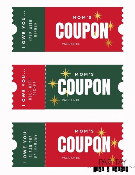 Custom Christmas coupon templates for moms Homemade Coupon Book, Coupon Book For Mom, Christmas Coupon Book, Christmas Present For Mom, Coupon Book Diy, Printable Coupon Book, Christmas Presents For Moms, Mom Coupons, Fall Family Fun