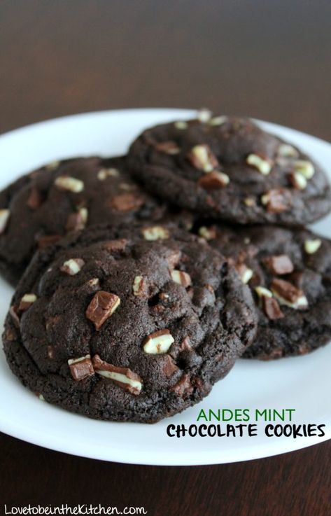 Mint Chocolate Cookies, Water Cake, Almond Meringue, Mint Chip Cookies, Andes Mint Cookies, Andes Mint Chocolate, Chocolate Cookie Recipe, Andes Mints, Mint Chocolate Chip Cookies