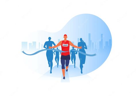 Premium Vector | People running with clothes on marathon race, athletics event, sports group jogging Typography Tee Shirt, Marathon Logo, Marathon Posters, Running Cartoon, Running Logo, Fitness Flyer, Vector People, People Icon, Flyer And Poster Design