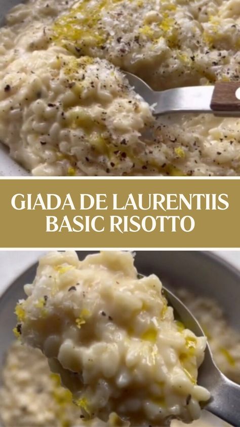 Giada De Laurentiis Basic Risotto Arborio Rice Recipes, Basic Risotto, Giada De Laurentiis Recipes, Giada Recipes, Risotto Dishes, Parmesan Risotto, Creamy Rice, Arborio Rice, Giada De Laurentiis