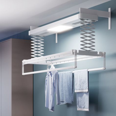 Wall Clothes Drying Rack, Utility Ideas, Wall Drying Rack, Steam Vacuum, Wall Mounted Clothes Drying Rack, Hanging Drying Rack, Wall Mounted Drying Rack, Ventilation Fans, Optimize Space