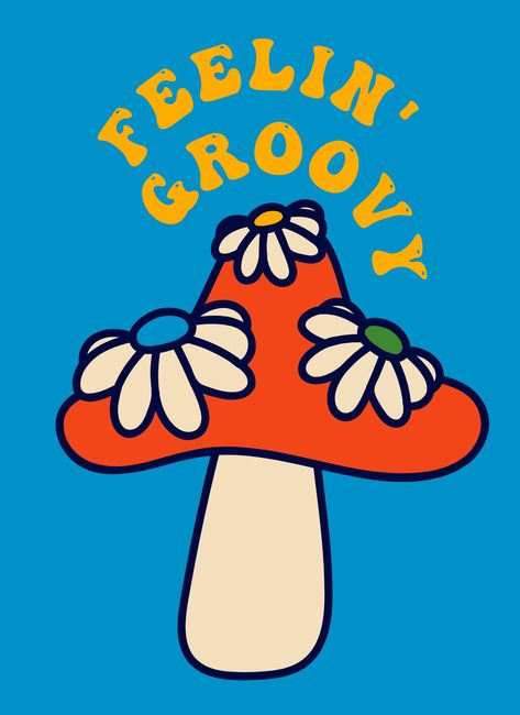 $6.99 100 pages Lined journal with fun, "groovy" mushrooms inside and on the front and back. Hippy inspired font from the 60s. Groovy Mushroom, Groovy Vibes, Groovy Aesthetic, Groovy Art, Video Game Font, Game Font, Feelin Groovy, Hippie Party, Hippie Culture