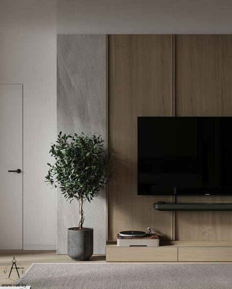 Tv Feature Wall, Japandi Interior, Tv Wall Design, Design Room, Living Room Design Decor, Living Room Tv Wall, Minimalist Living, A Living Room, Living Room Tv