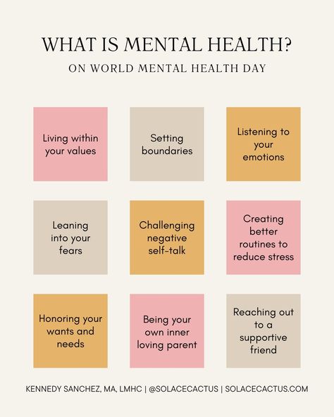 🌍💚 World Mental Health Day 💚🌍 Mental Health looks different for everyone, whether it’s seeking therapy, spending time in nature, connecting with loved ones, or simply taking a break. Let’s celebrate our mental health journeys and encourage open conversations about wellness in an attempt to reduce stigma and shame ✨ We can do that by asking each other, what did you do today to prioritize your mental health? Share your thoughts below! ⬇️ #WorldMentalHealthDay #breakingstigma #MentalHealthMat... Therapy Social Media Posts, Therapy Reminders, Mental Health Vision Board, Seeking Therapy, Mental Health Goals, What Is Mental Health, World Mentalhealth Day, Mental Health Activities