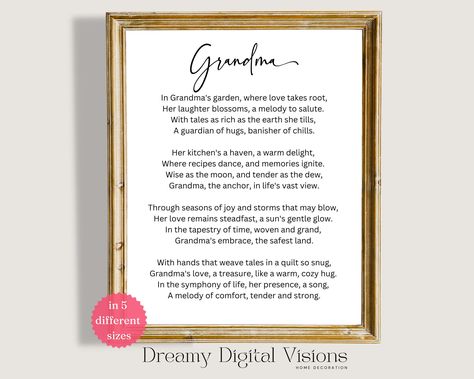 Grandma Poems From Grandkids, Grandmother Poem, Grandma Poem, Grandmother Birthday Gift, Grandmother Birthday, Christmas Gifts For Grandma, Grandmas Garden, Show Appreciation, Online Printing Services