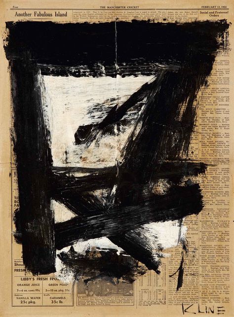 Franz Kline  Collage newspaper - similar to Kentridge Modern Abstract Art Geometric, Gestural Abstraction, Franz Kline, Watercolor Paintings Abstract, Landscape Paintings Acrylic, Expressionist Painting, Watercolor Artists, Abstract Expressionist, Oil Painting Abstract